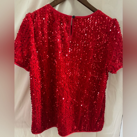 SHEIN red sequin blouse. Size XL. - Picture 2 of 4